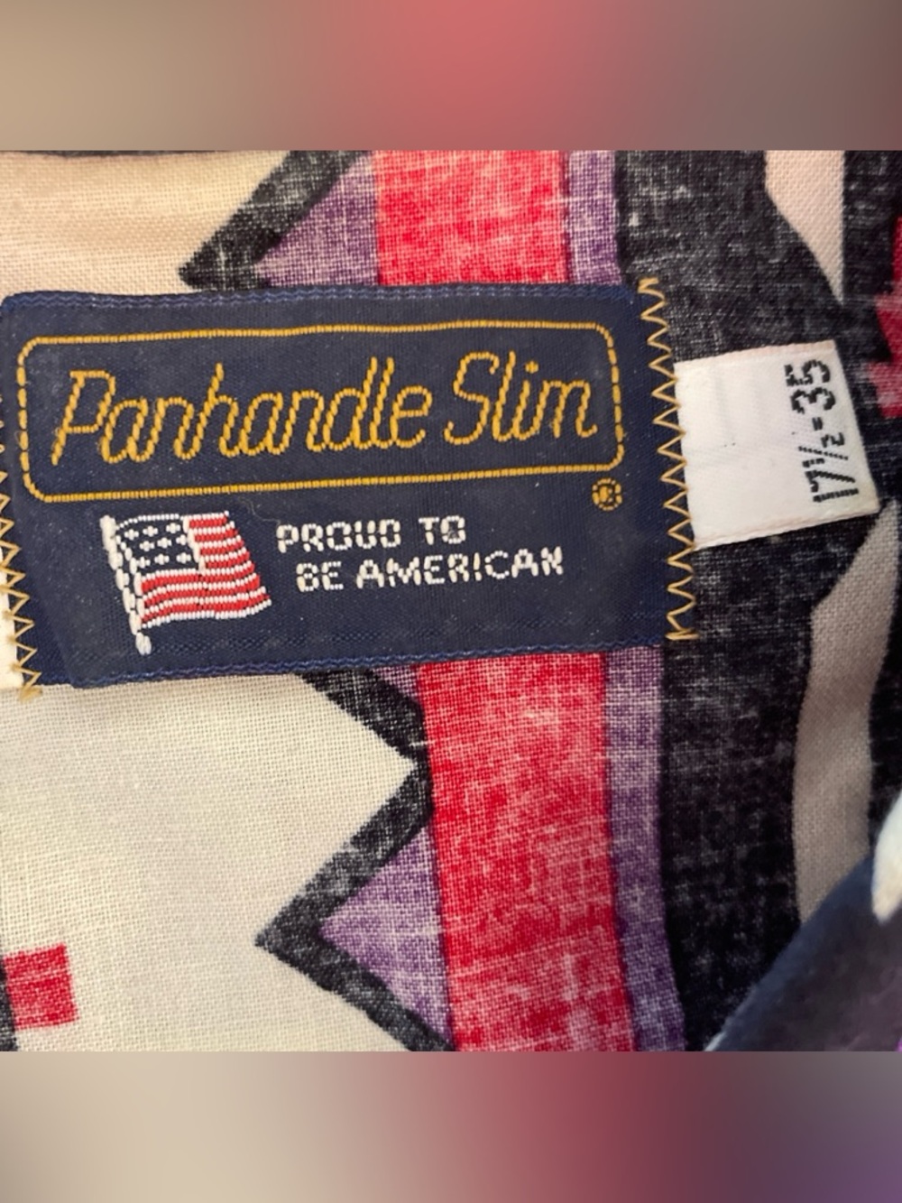 VTG Panhandle Slim Western Shirt USA Made Aztec Southwest Multicolor 17 1/2 XL? - Picture 2 of 10